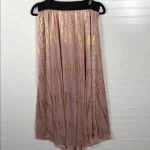 EUC LuLaRoe Elegant Lucy Skirt - Gold and Pink